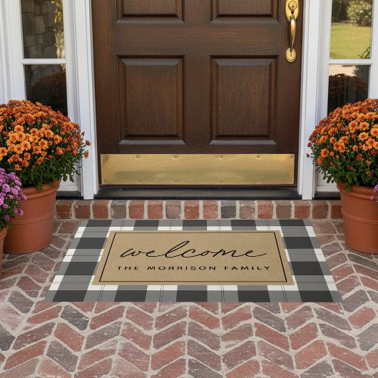 Schwarzer Bauernhof Karierter Personalisierter Emp Fußmatte