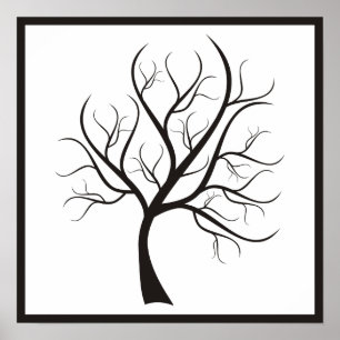 Schwarzer Baum auf weißem Poster
