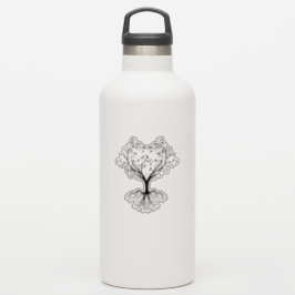 Schwarzer Baum der Herzflasche Aufkleber