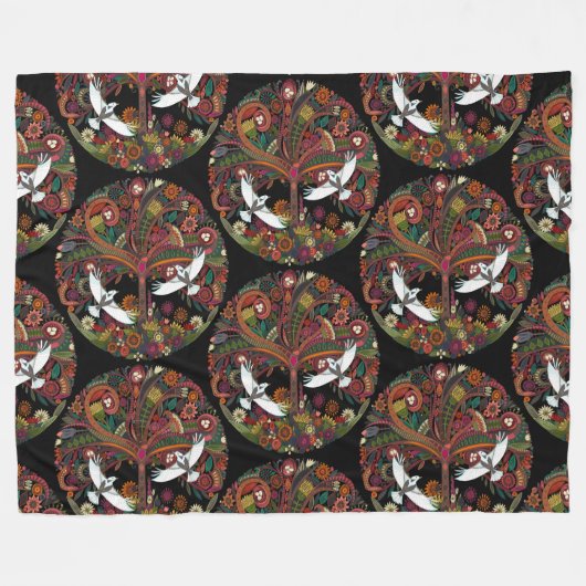 schwarzer Baum Fleecedecke (Vorderseite (Horizontal))