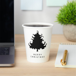 Schwarzer Baum Frohe Weihnachten Pappbecher