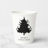 Schwarzer Baum Frohe Weihnachten Pappbecher (Rückseite)