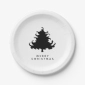 Schwarzer Baum Frohe Weihnachten Pappteller (Vorderseite)