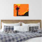 Schwarzer Baum über Orange Sky Malerei Abstrakte K Leinwanddruck (Insitu (Schlafzimmer))