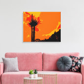 Schwarzer Baum über Orange Sky Malerei Abstrakte K Leinwanddruck (Insitu (Wohnzimmer))