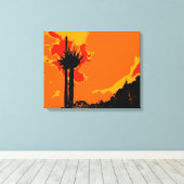 Schwarzer Baum über Orange Sky Malerei Abstrakte K Leinwanddruck (Insitu (Holzboden))