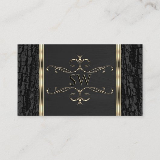 Schwarzer Baumrinde-Körner Verzierte Grenzmonograf Visitenkarte (Vorderseite)