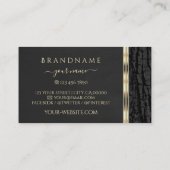 Schwarzer Baumstamm Bark Wood Grain Gold Verziert Visitenkarte (Rückseite)
