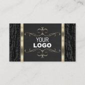 Schwarzer Baumstamm Bark Wood Grain Gold Verziert Visitenkarte (Vorderseite)