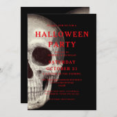 Schwarzer Beängstigender Schädel - Halloween-Einla Einladung (Vorne/Hinten)