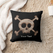 Schwarzer beängstigender Schädel und Knochen Kisse Kissen (Decke)