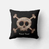 Schwarzer beängstigender Schädel und Knochen Kisse Kissen (Rückseite)
