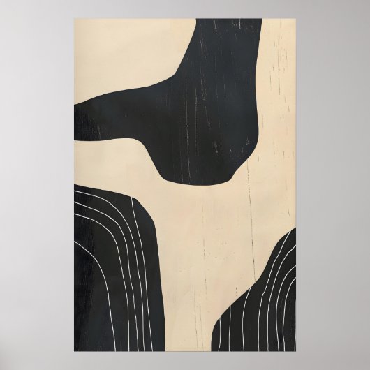 Schwarzer & Beiger abstrakter Kunst-Giclée-Druck M Poster (Vorne)