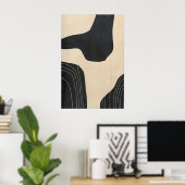 Schwarzer & Beiger abstrakter Kunst-Giclée-Druck M Poster (Heimbüro)