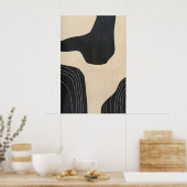 Schwarzer & Beiger abstrakter Kunst-Giclée-Druck M Poster (Küche)