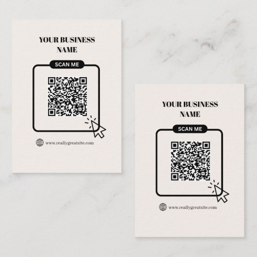 Schwarzer & Beiger anpassbarer QR-Code-Website-Lin Visitenkarte (Vorne/Hinten)