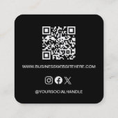 Schwarzer benutzerdefinierter Logo-Website-QR-Code Quadratische Visitenkarte (Rückseite)
