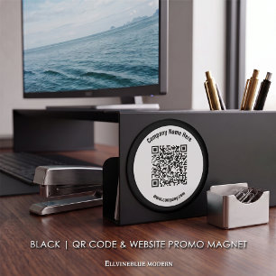 Schwarzer benutzerdefinierter QR-Code und Website- Magnet