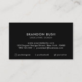 Schwarzer Beruflicher Schlichter Eleganter moderne Visitenkarte (Rückseite)