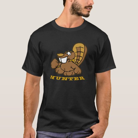 Schwarzer Biber-Jäger T-Shirt (Vorderseite)