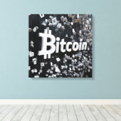 Schwarzer Bitcoin Leinwanddruck (Insitu (Holzboden))
