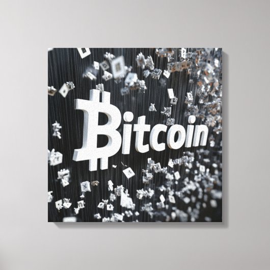 Schwarzer Bitcoin Leinwanddruck (Vorderseite)