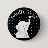Schwarzer blauer Elefant-Baby-Duschen-Button-Vater Button (Vorderseite)