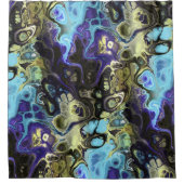 Schwarzer, blauer, olivgrüner abstrakter gefärbte  duschvorhang (Vorderseite)