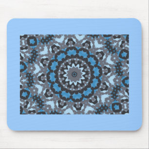 Schwarzer, blauer u. grauer Fraktalmusterentwurf Mousepad