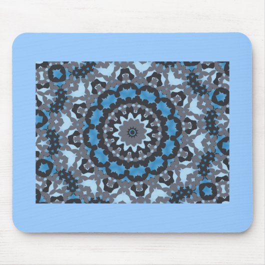 Schwarzer, blauer u. grauer Fraktalmusterentwurf Mousepad (Vorne)