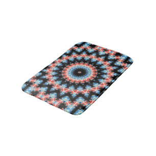 Schwarzer, blauer und roter Mandala-Stern Badematte