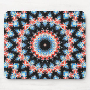 Schwarzer, blauer und roter Mandala-Stern Mousepad