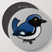Schwarzer Blauer Warbler Button (Vorne & Hinten)