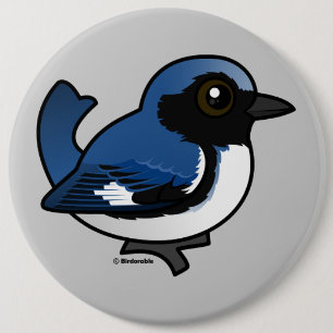 Schwarzer Blauer Warbler Button