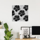 Schwarzer Blumen-Druck Poster (Heimbüro)