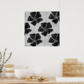Schwarzer Blumen-Druck Poster (Küche)