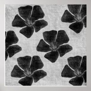 Schwarzer Blumen-Druck Poster