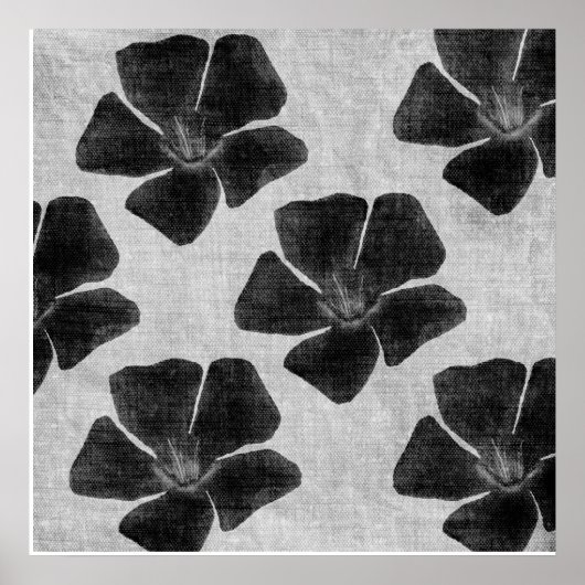 Schwarzer Blumen-Druck Poster (Vorne)