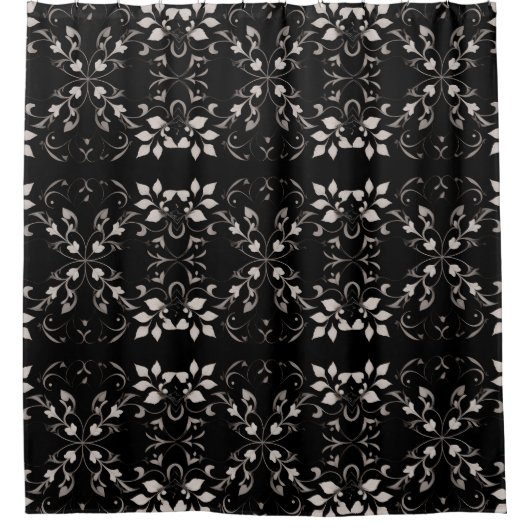 Schwarzer Blumen Duschvorhang Art 2 (Vorderseite)