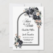 Schwarzer Blumenbogen Hochzeit Sichern Sie das Dat Save The Date (Vorderseite)