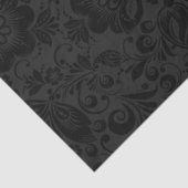 Schwarzer Blumendamtel mit dunkelgrauem Hintergrun Seidenpapier (Detail)