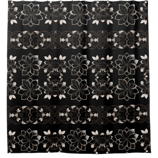 Schwarzer Blumenduschvorhang Duschvorhang (Vorderseite)
