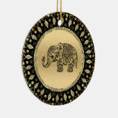 Schwarzer Blumenelefant Keramik Ornament (Rechts)