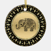 Schwarzer Blumenelefant Keramik Ornament (Vorne)