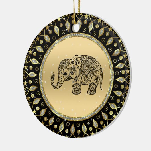 Schwarzer Blumenelefant Keramik Ornament (Links)