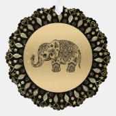 Schwarzer Blumenelefant Ornament Karte (Rückseite)
