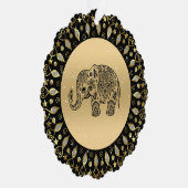 Schwarzer Blumenelefant Ornament Karte (Rechts)