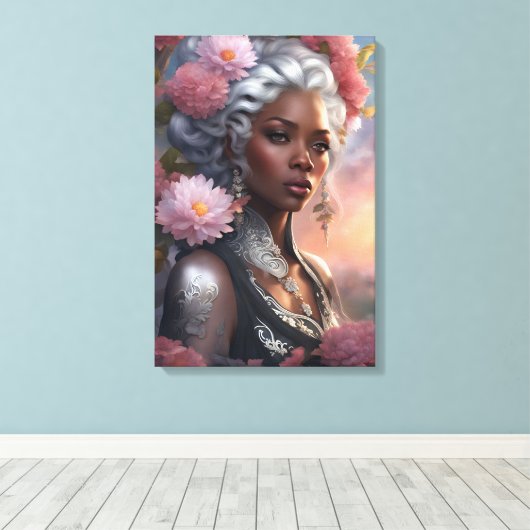 Schwarzer Blumengarten Leinwanddruck (Insitu (Holzboden))