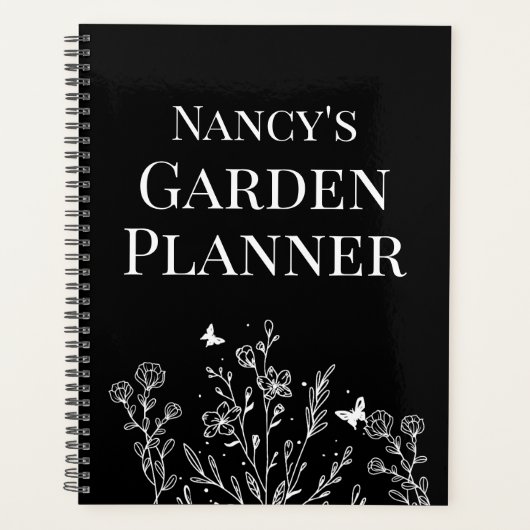 Schwarzer Blumengartenkalender Planer (Vorderseite)