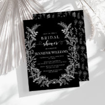 Schwarzer Blumenkranz Bridal Dusche Einladung